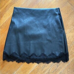 Sleek Black Lace Hem Mini Skirt
